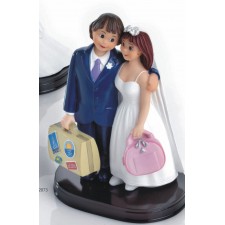 Figura tarta novios de viaje de boda GRABADA muñecos